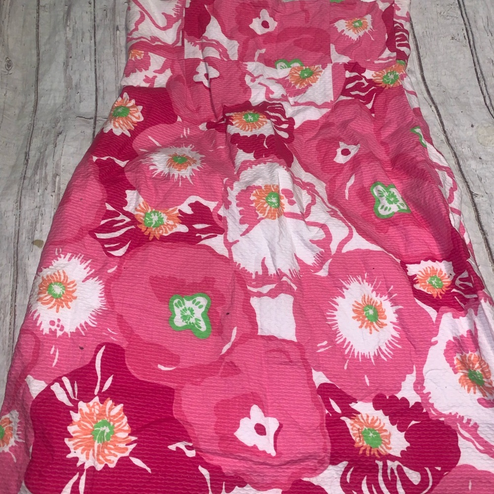 Lily Pulitzer gotta pink cherry bloom begonias strapless minidress 8 - Picture 3 of 4